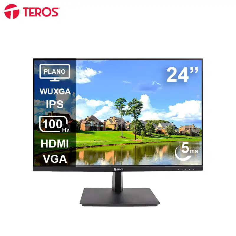 MONITOR PLANO TEROS TE-2420CS, 24 WUXGA IPS, 100HZ, 5MS, HDMI, VGA, NEGRO