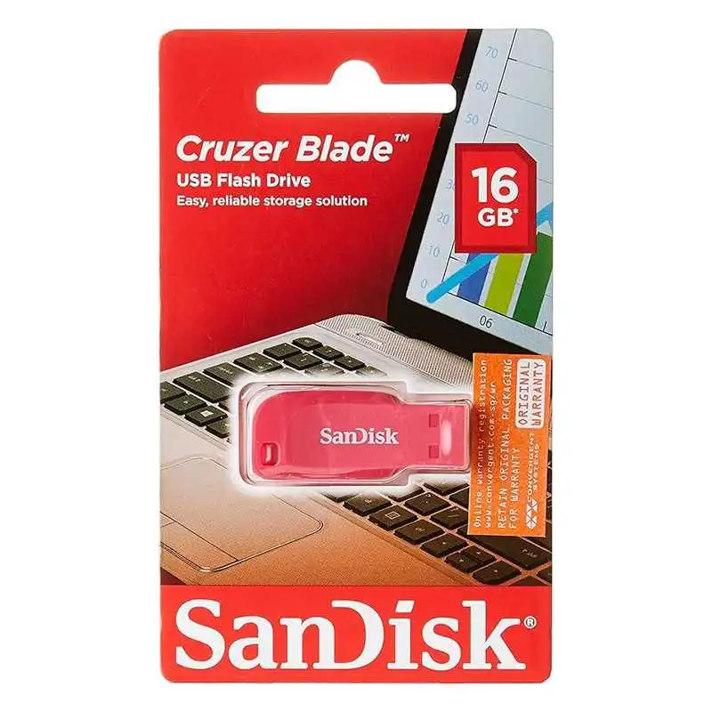 MEMORIA FLASH USB SANDISK CRUZER BLADE 16GB, USB 2.0, COLOR ROSADO ELECTRICO