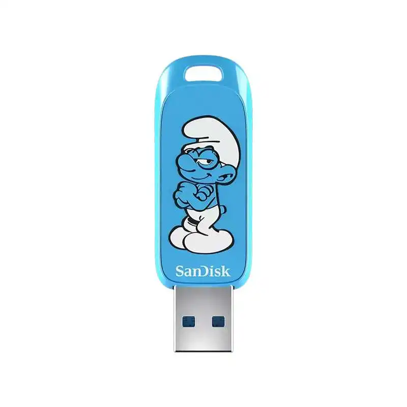 UNIDAD FLASH SANDISK USB SMURFS, 64GB, USB 3.2 GEN 1,USB-A, HASTA 130 MB S