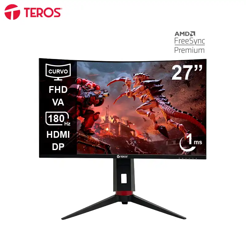 MONITOR CURVO GAMING TEROS TE-2766G, 27 FHD VA, 180 HZ, 1MS, HDMI, DP, AUDIO OUT