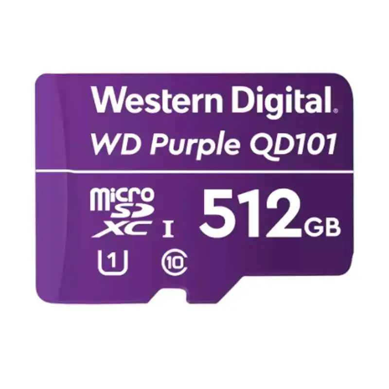 MEMORIA FLASH MICROSD WD PURPLE 512GB SC QD101, IDEAL PARA CAMARAS DE VIDEOVIGILANCIA
