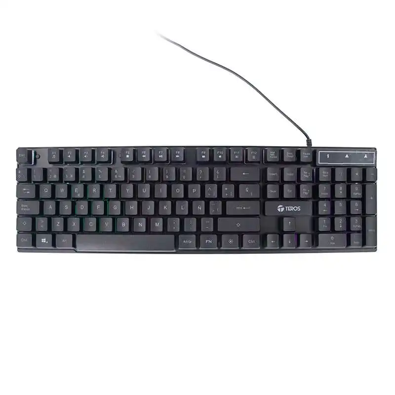 TECLADO GAMER TEROS TE-4072G, RGB, USB, NEGRO