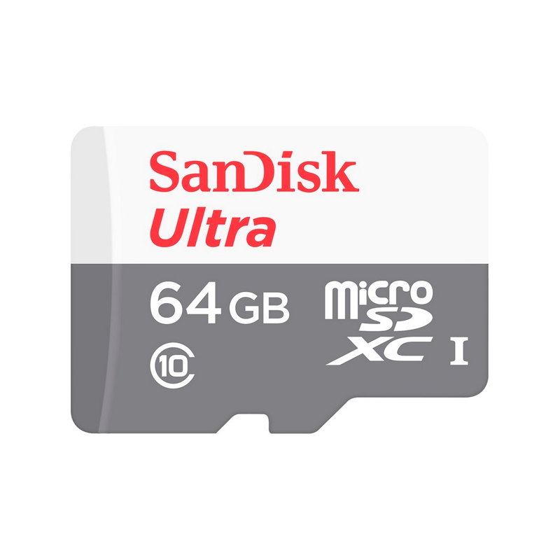 MEMORIA FLASH SANDISK ULTRA MICROSDHC, UHS-I, CLASS10, 64GB, INCLUYE ADAPTADOR SD.