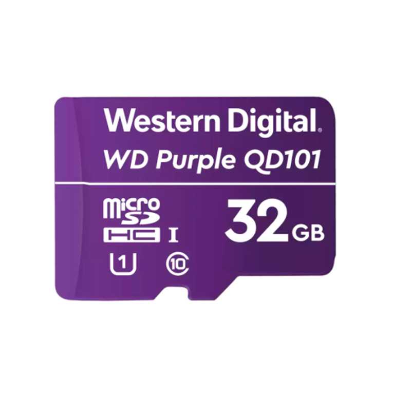 MEMORIA FLASH WD PURPLE 32GB SC QD101 MICROSD, IDEAL PARA CAMARAS DE VIDEOVIGILANCIA.